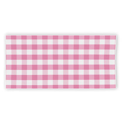 Pink And White Check Pattern Print Beach Towel