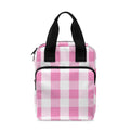 Pink And White Check Pattern Print Bible Tote Bag