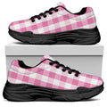 Pink And White Check Pattern Print Black Chunky Shoes