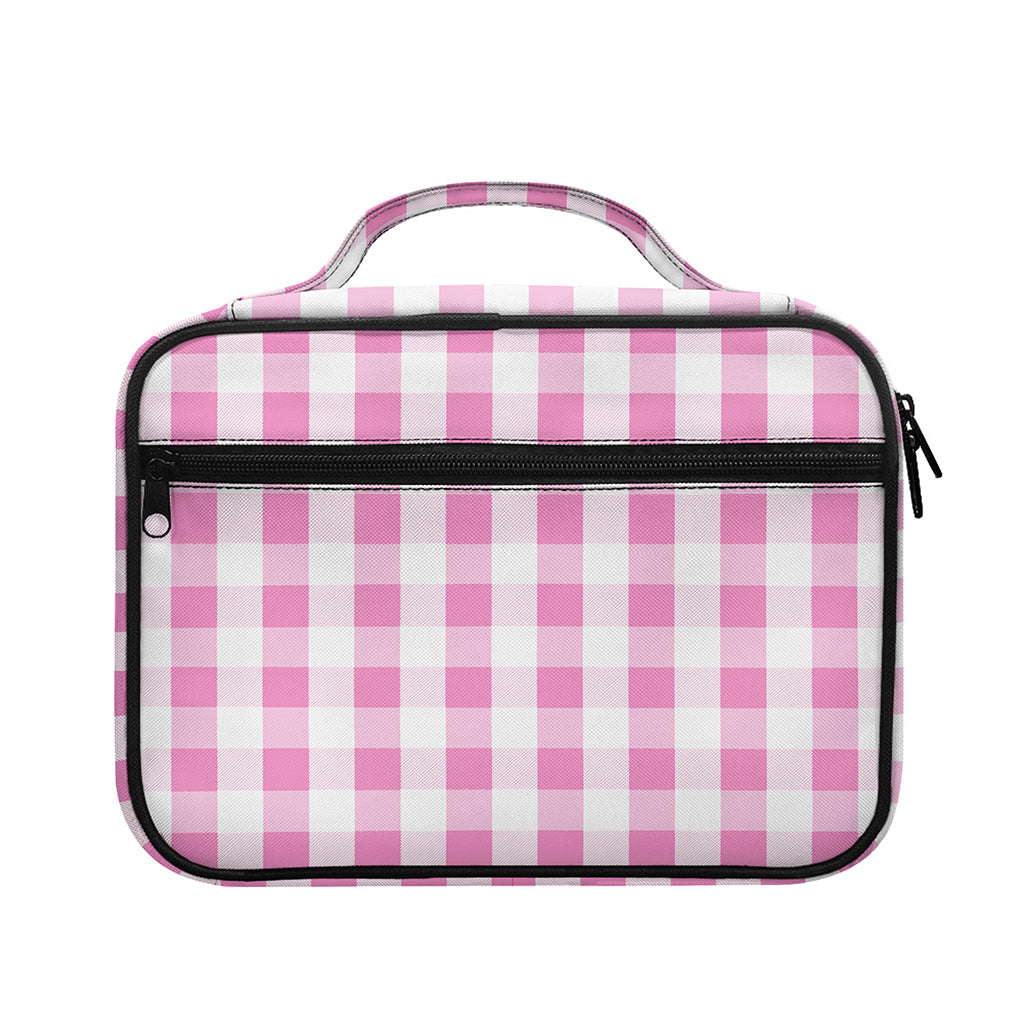 Pink And White Check Pattern Print Briefcase Bible Bag
