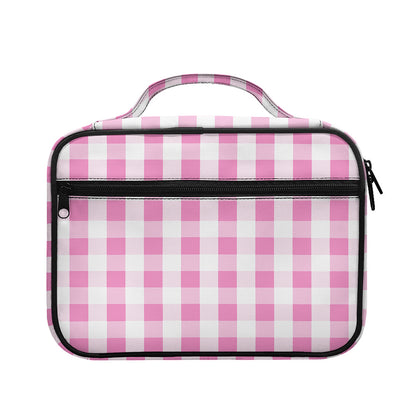 Pink And White Check Pattern Print Briefcase Bible Bag