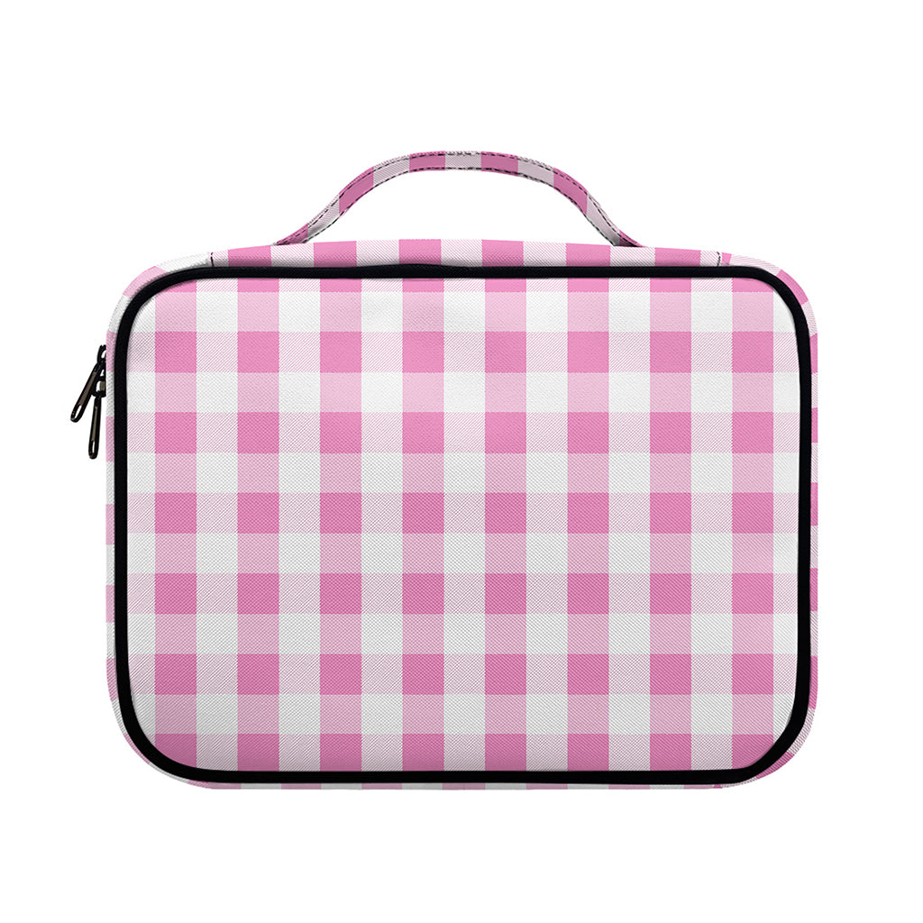Pink And White Check Pattern Print Briefcase Bible Bag