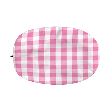 Pink And White Check Pattern Print Car Side Mirror Covers
