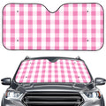 Pink And White Check Pattern Print Car Windshield Sun Shade
