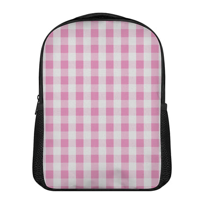Pink And White Check Pattern Print Casual Backpack
