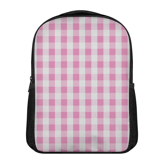 Pink And White Check Pattern Print Casual Backpack