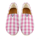 Pink And White Check Pattern Print Casual Shoes