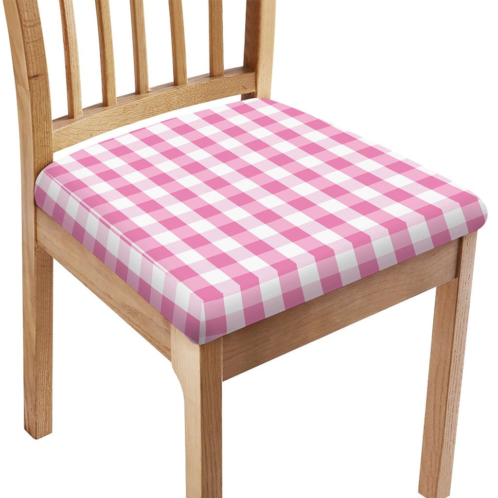 Pink And White Check Pattern Print Chair Cushion Cover