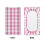 Pink And White Check Pattern Print Changing Pad Cover
