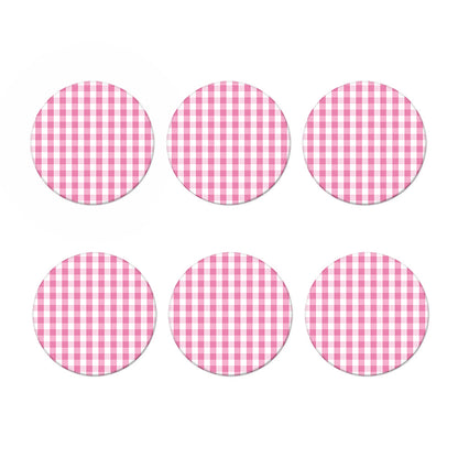Pink And White Check Pattern Print Coaster Set