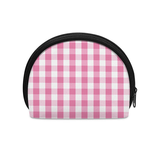 Pink And White Check Pattern Print Coin Purse