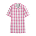 Pink And White Check Pattern Print Cotton Hawaiian Shirt