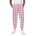 Pink And White Check Pattern Print Cotton Sweatpants