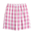 Pink And White Check Pattern Print Cotton Shorts