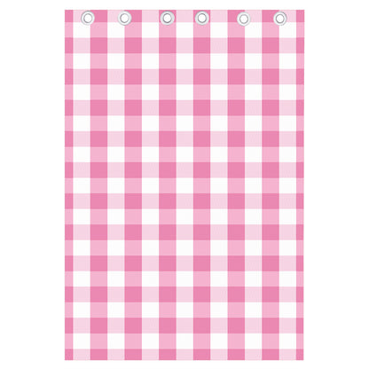 Pink And White Check Pattern Print Curtain
