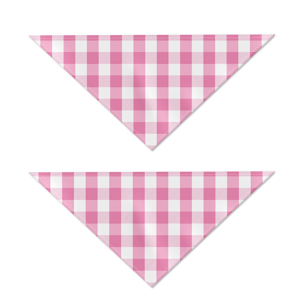 Pink And White Check Pattern Print Dog Bandana