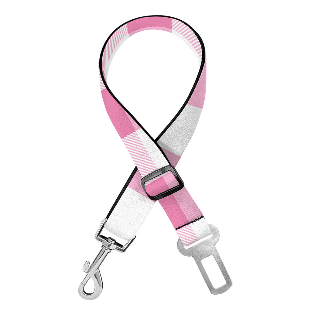 Pink And White Check Pattern Print Dog Seat Belt