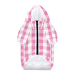 Pink And White Check Pattern Print Dog Zip Up Hoodie