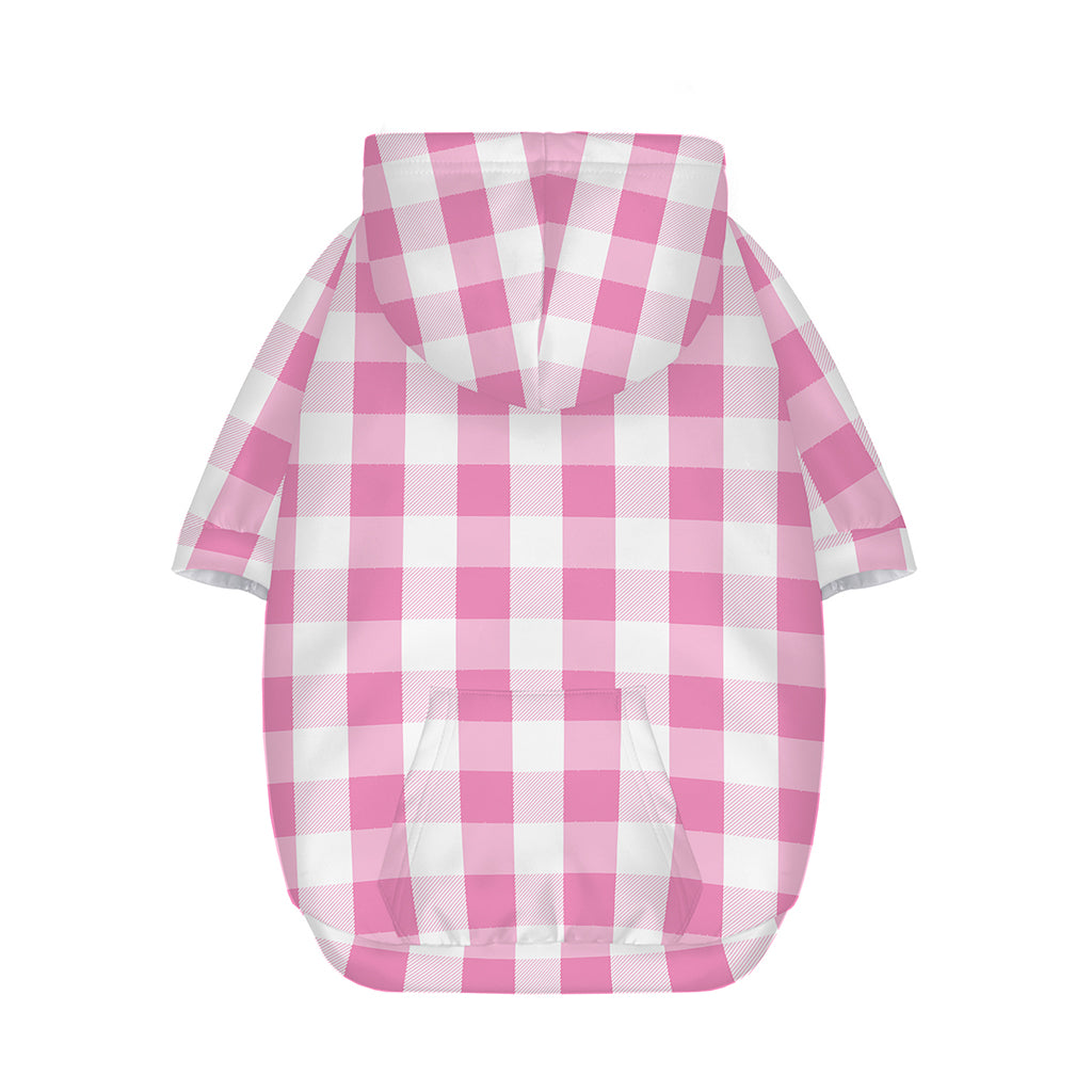 Pink And White Check Pattern Print Dog Zip Up Hoodie