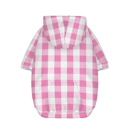 Pink And White Check Pattern Print Dog Zip Up Hoodie