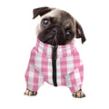 Pink And White Check Pattern Print Dog Zip Up Jacket