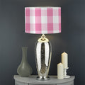 Pink And White Check Pattern Print Drum Lamp Shade
