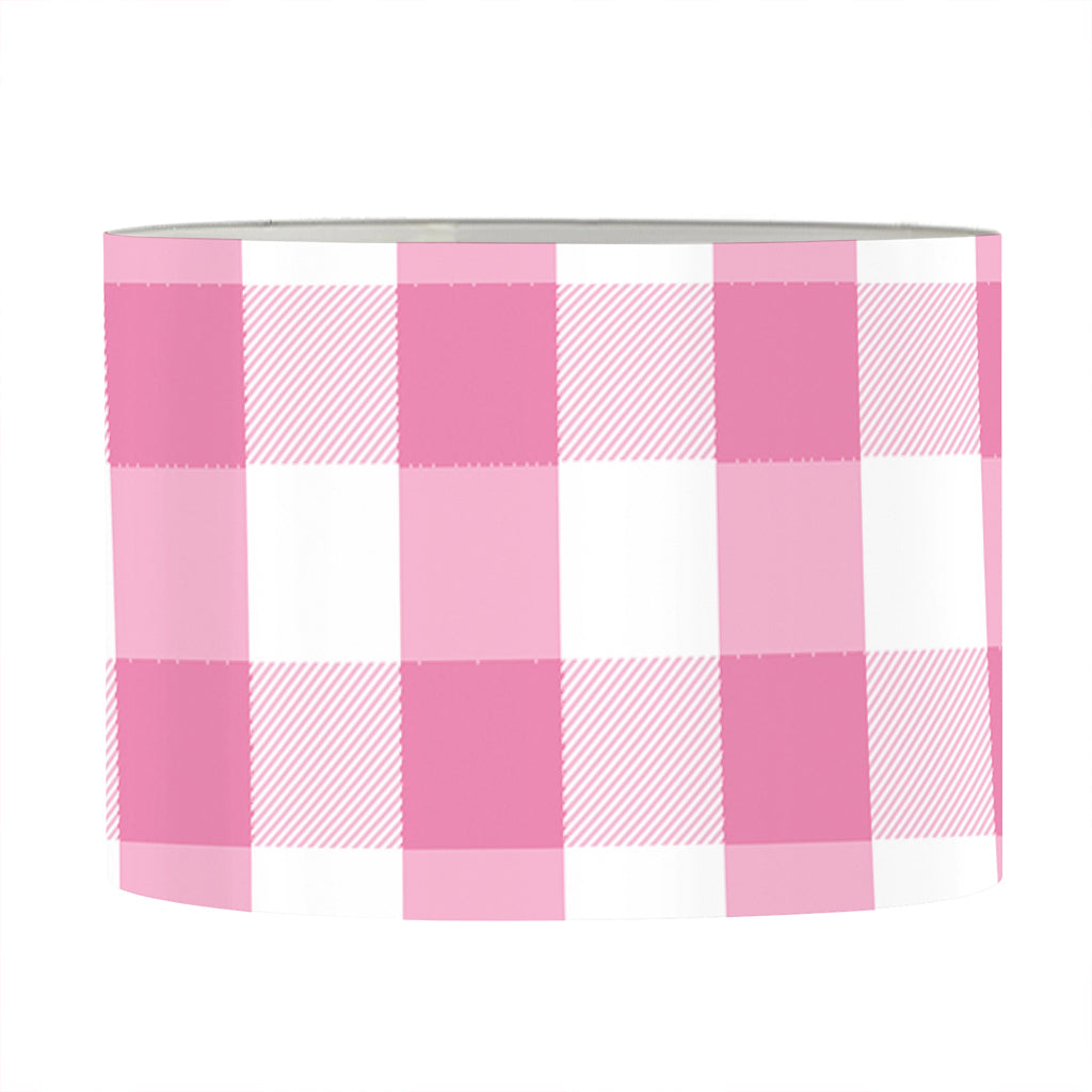 Pink And White Check Pattern Print Drum Lamp Shade