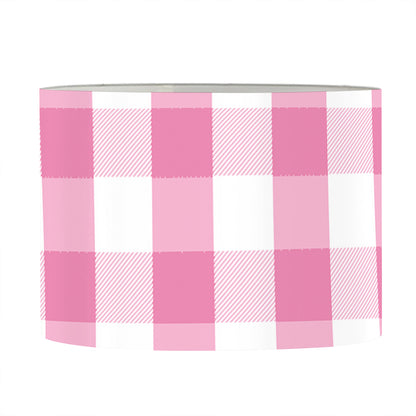 Pink And White Check Pattern Print Drum Lamp Shade