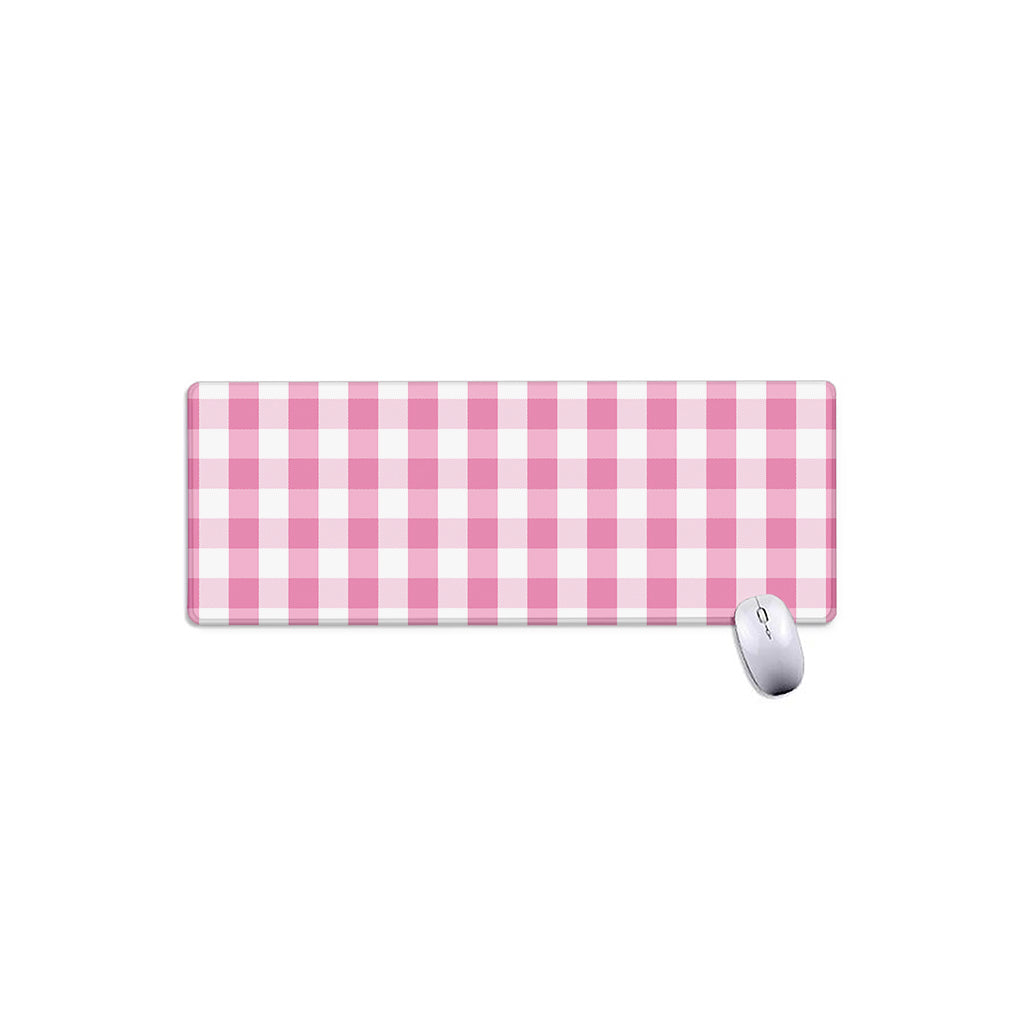 Pink And White Check Pattern Print Extended Mouse Pad