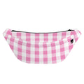 Pink And White Check Pattern Print Fanny Pack