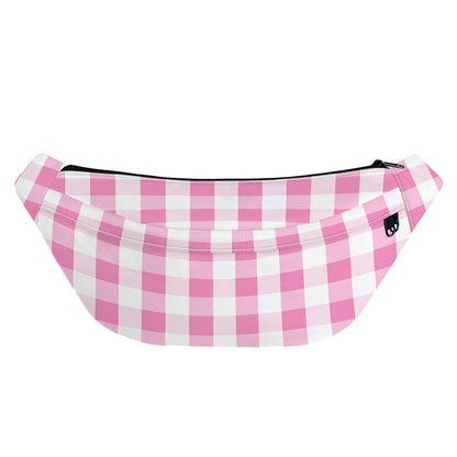 Pink And White Check Pattern Print Fanny Pack