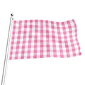 Pink And White Check Pattern Print Flag
