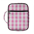 Pink And White Check Pattern Print Front Pocket Bible Bag