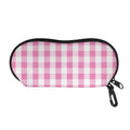 Pink And White Check Pattern Print Glasses Case