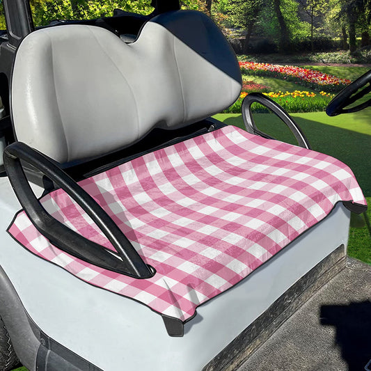 Pink And White Check Pattern Print Golf Cart Seat Cover