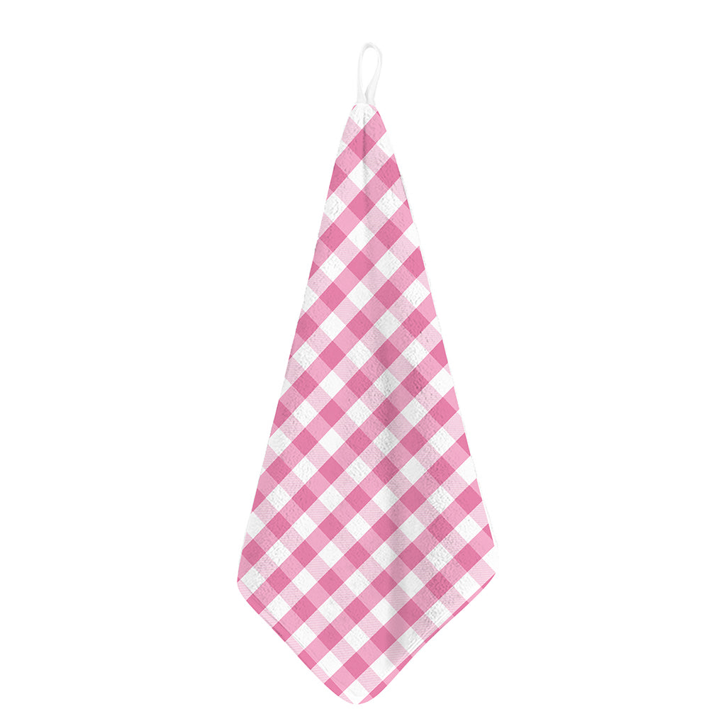 Pink And White Check Pattern Print Hand Towel