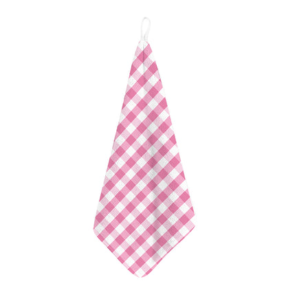 Pink And White Check Pattern Print Hand Towel
