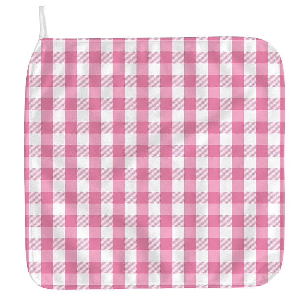 Pink And White Check Pattern Print Hand Towel