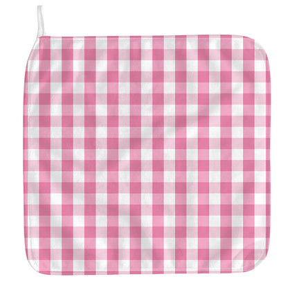 Pink And White Check Pattern Print Hand Towel