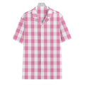 Pink And White Check Pattern Print Hawaiian Shirt