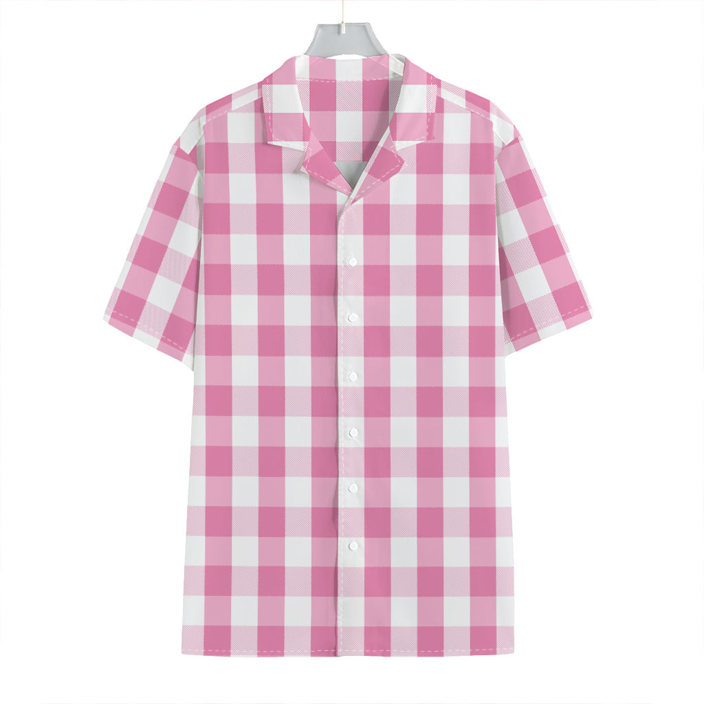Pink And White Check Pattern Print Hawaiian Shirt