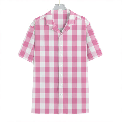 Pink And White Check Pattern Print Hawaiian Shirt