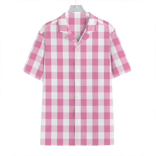 Pink And White Check Pattern Print Hawaiian Shirt