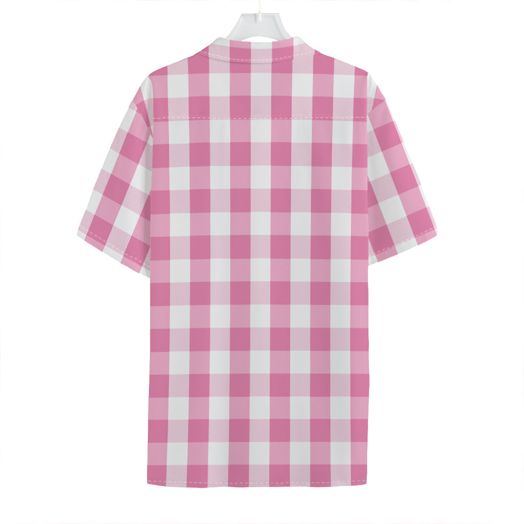 Pink And White Check Pattern Print Hawaiian Shirt
