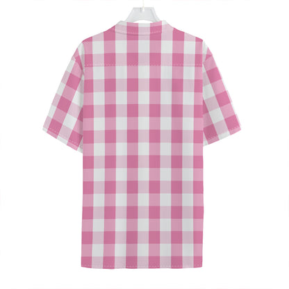 Pink And White Check Pattern Print Hawaiian Shirt