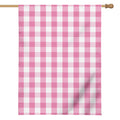 Pink And White Check Pattern Print House Flag