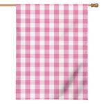 Pink And White Check Pattern Print House Flag
