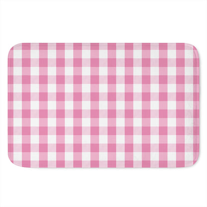 Pink And White Check Pattern Print Indoor Door Mat