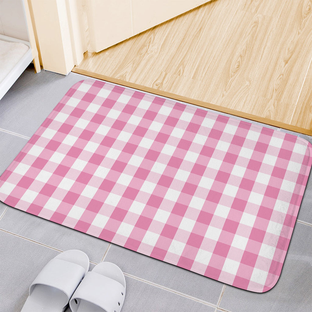 Pink And White Check Pattern Print Indoor Door Mat