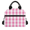 Pink And White Check Pattern Print Insulated Lunch Bag